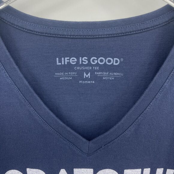 Life is Good Grateful Mom T-Shirt Women's Medium Navy Blue V-Neck Crusher Tee - Picture 9 of 10